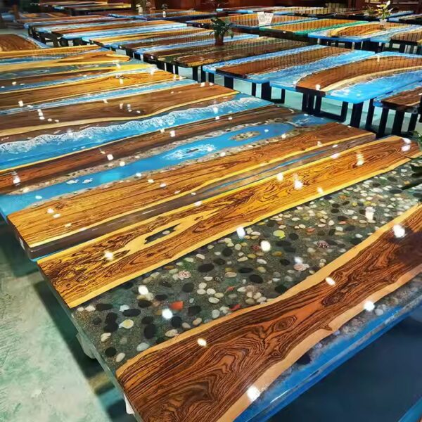 Walnut Wood High Epoxy Resin Wood Table Design Dinner Clear Transparent Epoxy Resin For River Office Table - Image 3