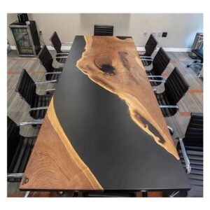 Black And Wood Epoxy Dining Table Black Walnut Wood