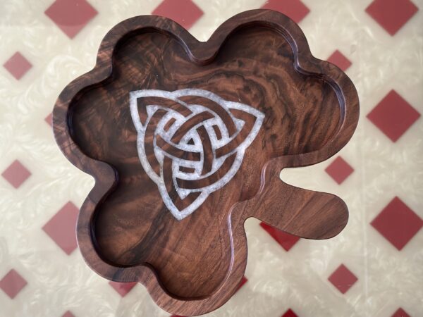 Shamrock Celtic Triquetra Walnut Bowl - Image 2