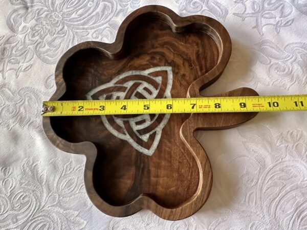 Shamrock Celtic Triquetra Walnut Bowl - Image 3
