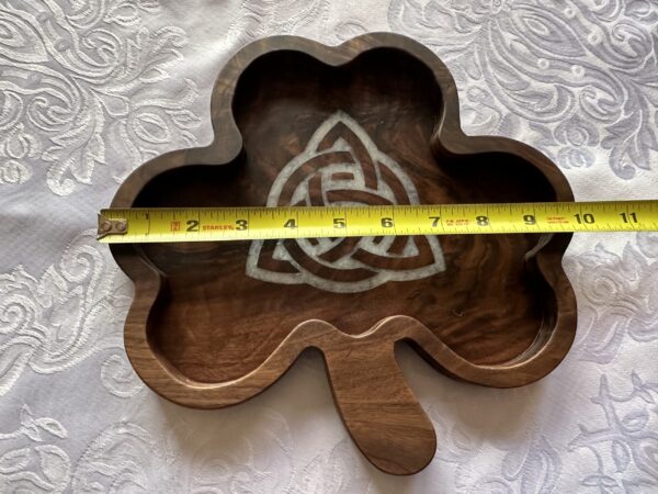 Shamrock Celtic Triquetra Walnut Bowl - Image 4