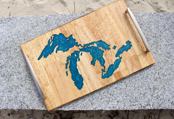 The Great Lakes Tray – Light Blue Epoxy Handmade
