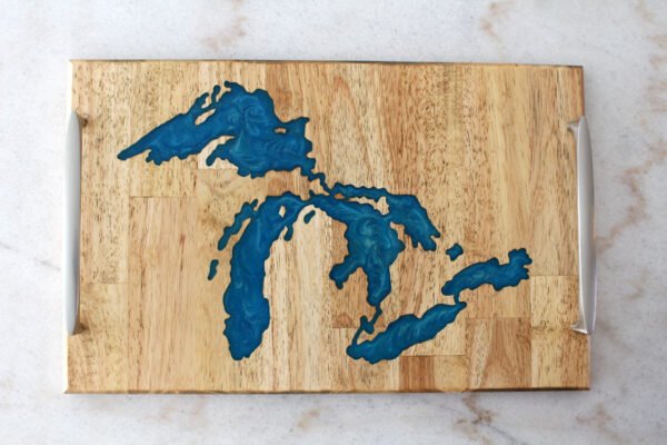 The Great Lakes Tray – Light Blue Epoxy Handmade - Image 4