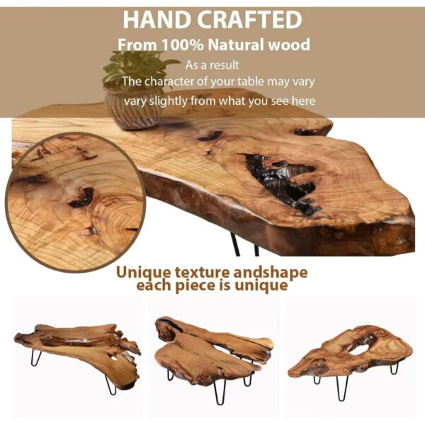 Natural Wood Coffee Table - Image 6