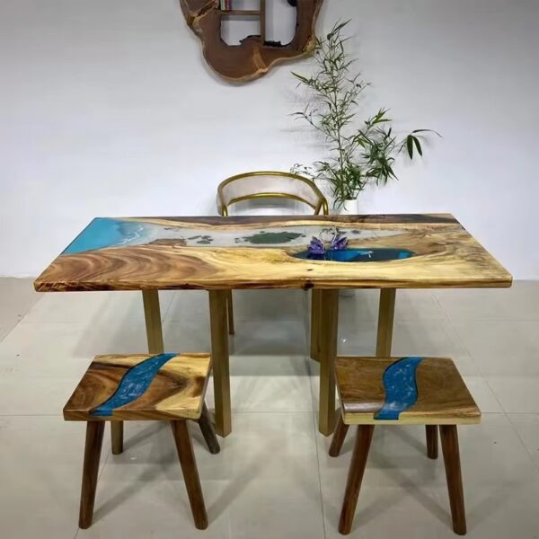 Epoxy resin art river table tea table desk transparent furniture solid wood board desktop board customized - Image 4