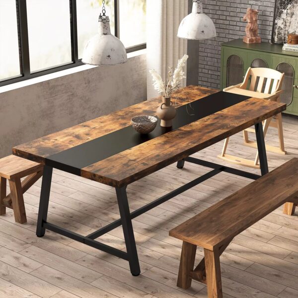Tribesigns Dining Table for 8 People, 70.87" Rectangular Wood Kitchen Table - Image 3