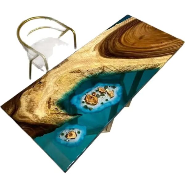 Epoxy resin art river table tea table desk transparent furniture solid wood board desktop board customized - Image 3