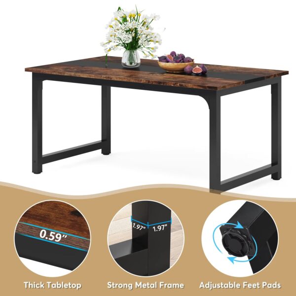 Tribesigns 63"x31.5" Dining Table, Industrial Kitchen Table for 6-8 Person, Rectangular Dinner Table for Dining Room Kitchen - Image 6