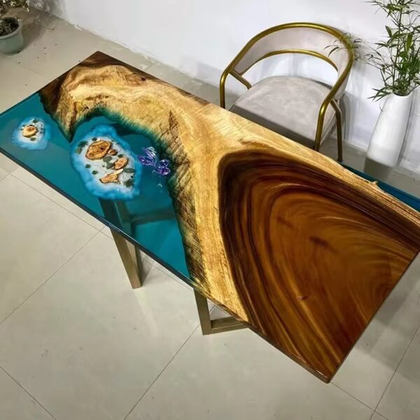 Epoxy resin art river table tea table desk transparent furniture solid wood board desktop board customized - Image 5