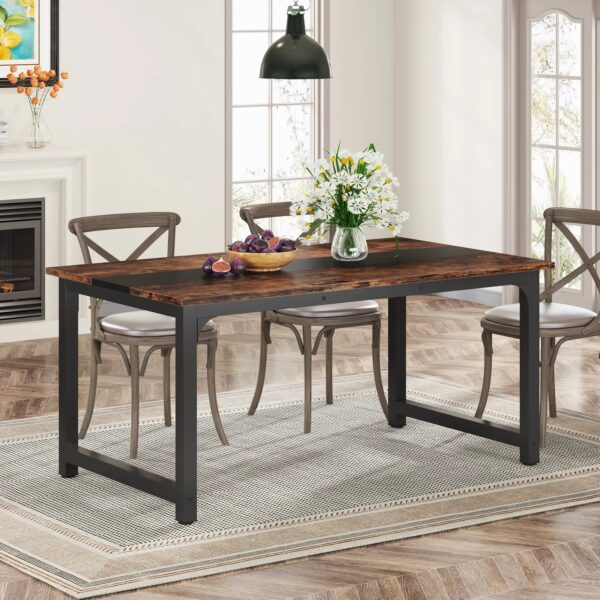 Tribesigns 63"x31.5" Dining Table, Industrial Kitchen Table for 6-8 Person, Rectangular Dinner Table for Dining Room Kitchen - Image 2