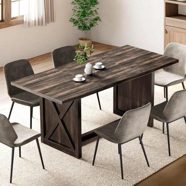 70.8" Large Farmhouse Dining Table for 6 to 8 People, Rustic Style Wood Dinner Table, Rectangular Dining Table for Kitchen