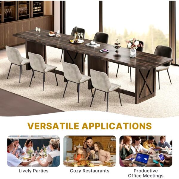 70.8" Large Farmhouse Dining Table for 6 to 8 People, Rustic Style Wood Dinner Table, Rectangular Dining Table for Kitchen - Image 6