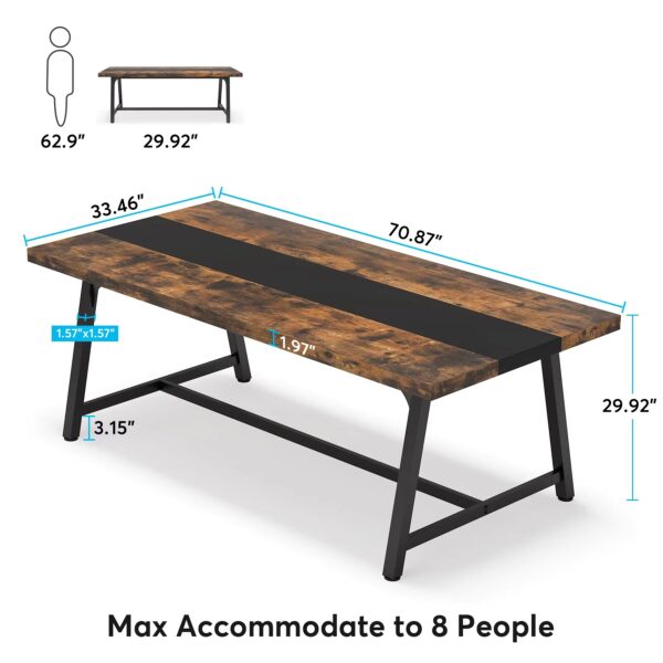 Tribesigns Dining Table for 8 People, 70.87" Rectangular Wood Kitchen Table - Image 4