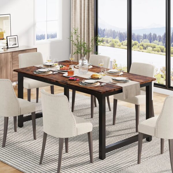 Tribesigns 63"x31.5" Dining Table, Industrial Kitchen Table for 6-8 Person, Rectangular Dinner Table for Dining Room Kitchen - Image 4