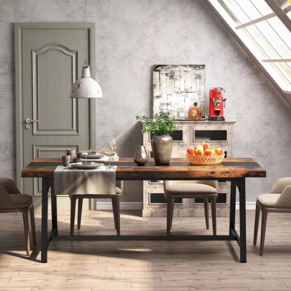 Tribesigns Dining Table for 8 People, 70.87" Rectangular Wood Kitchen Table - Image 5