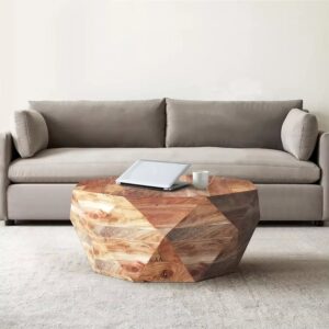 The Urban Port Diamond Shape Acacia Wood Coffee Table