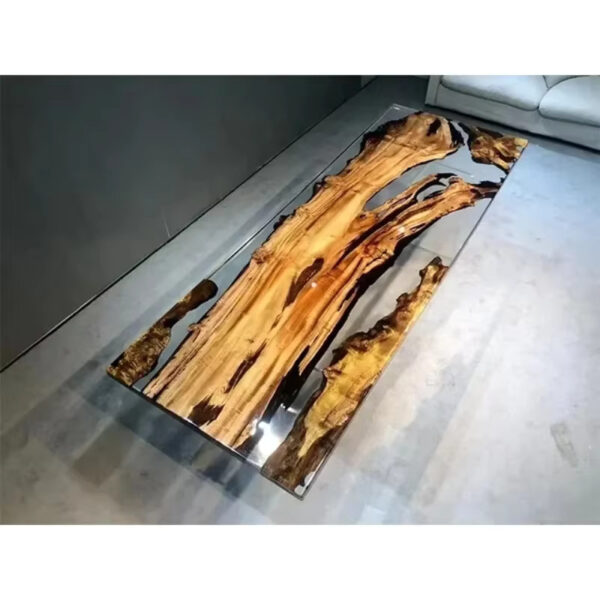 Modern Design Resin Solid Wood Clear River Dining Table Epoxy Resin Table Top - Image 2