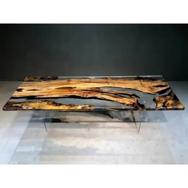 Modern Design Resin Solid Wood Clear River Dining Table Epoxy Resin Table Top - Image 3