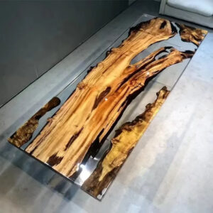 Modern Design Resin Solid Wood Clear River Dining Table Epoxy Resin Table Top